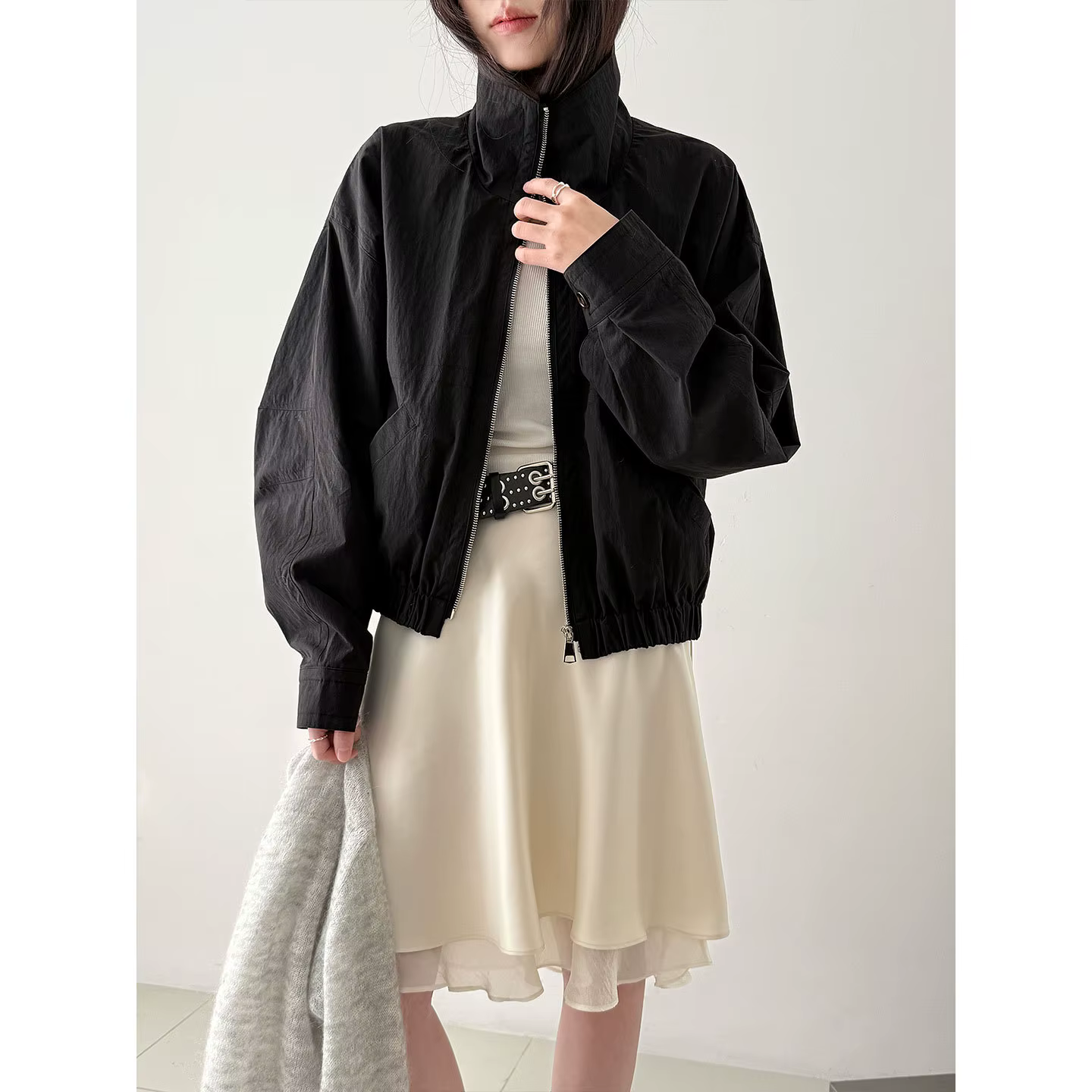 Jupe coréenne à empiècements pour femme, collection printemps 2026, modèle trapèze