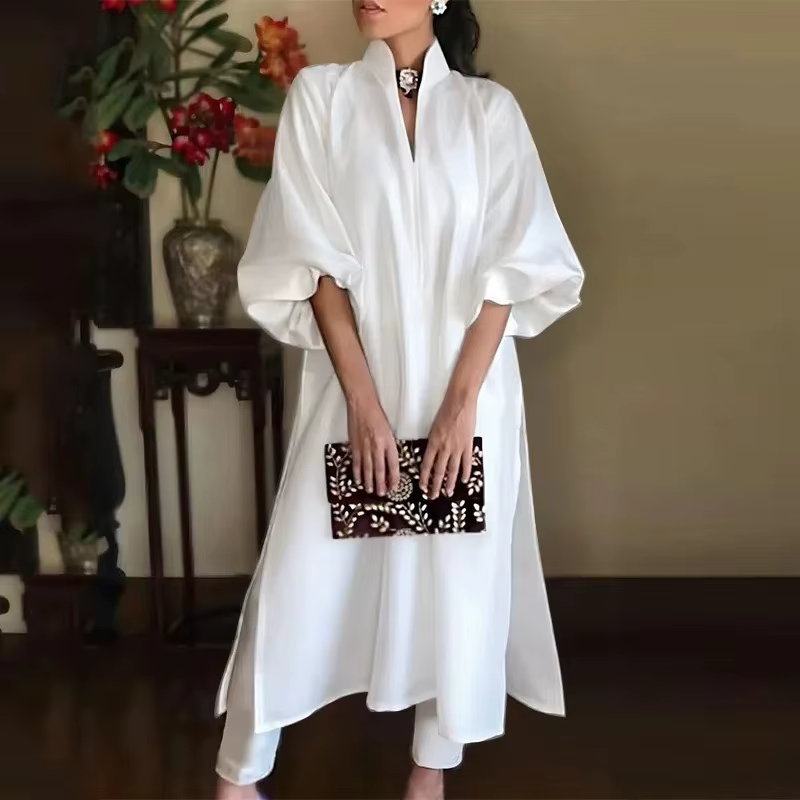 Robe noire pour femme, robe de bureau, nouvelle robe longue maxi décontractée, couleur unie, élégant
