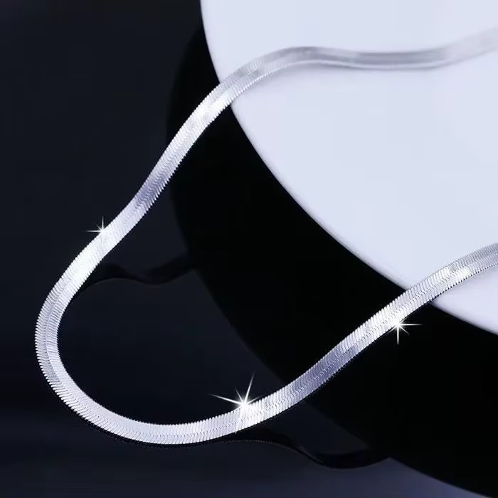 Collier chaîne à lame fine en argent Sterling 925, 4MM, pour femmes et hommes, bijoux de luxe pour f