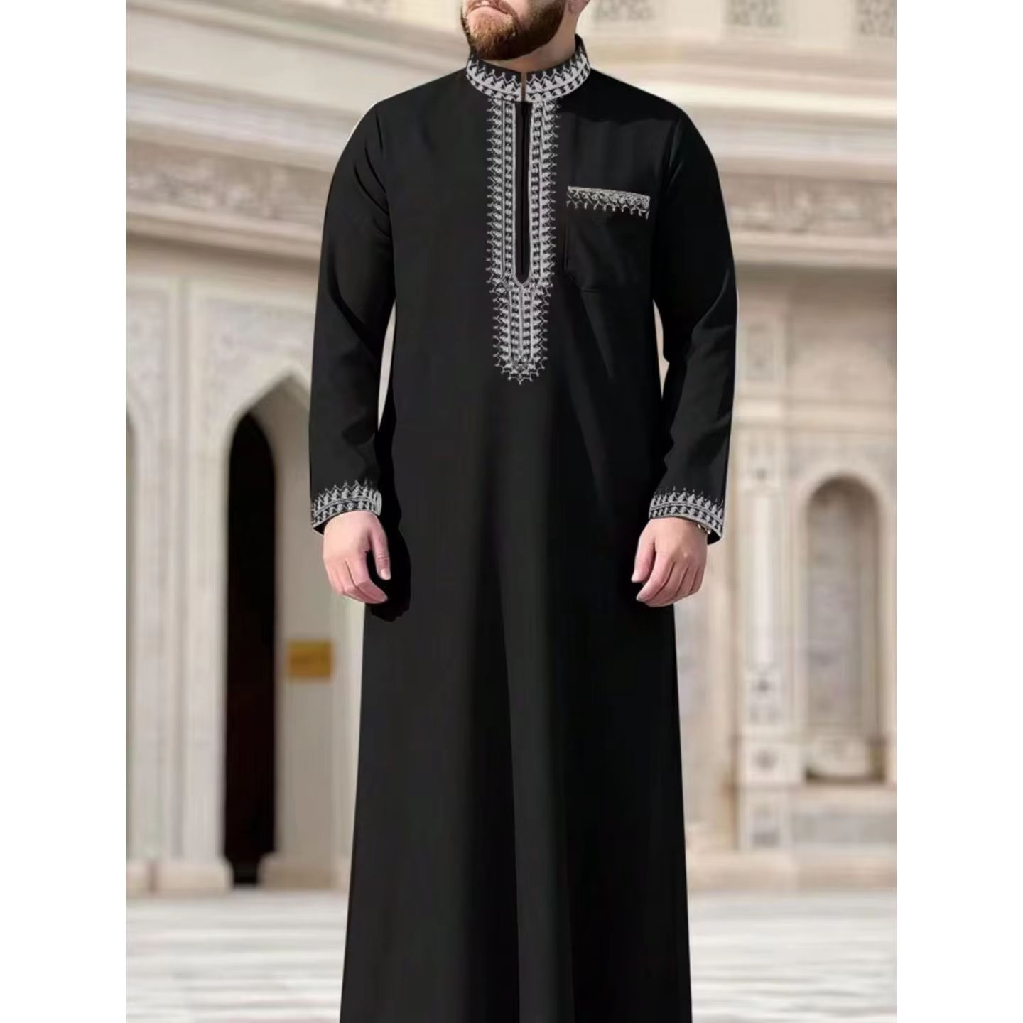 Nouvelle robe longue pour hommes musulmans, vêtement ethnique islamique à capuche, robe longue décon