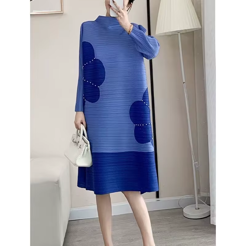 Robes longues pour femmes, jupe longue imprimée de haute qualité, tempérament élégant et plissé, mod