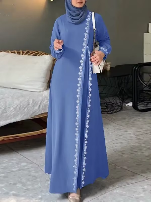 Robe en dentelle à manches longues pour femmes, Ramadan, islamique, arabe, musulman, bohème, mode de