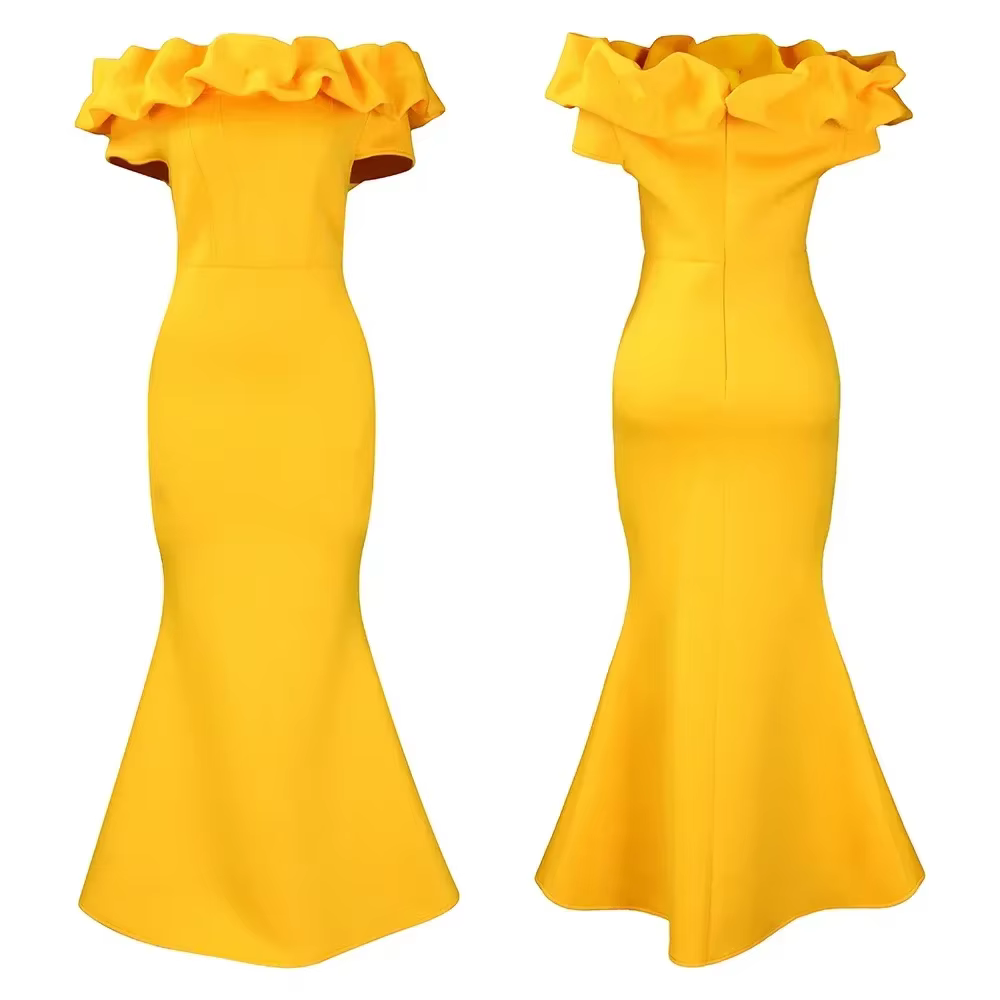 Robe de Soirée Longue et Élégante pour Femme, Tenue Froncée, Slim, Batteries, Sirène, Blanche, pour 