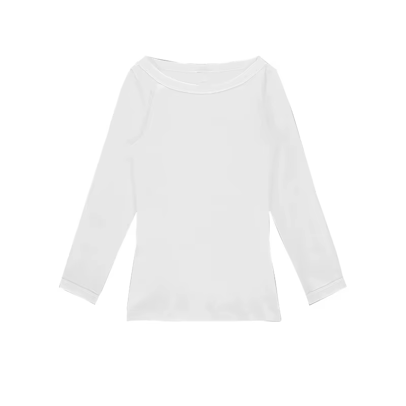 T-shirt ajusté à manches trois-quarts pour femme, design ligne centrale au dos, col bateau, style ba