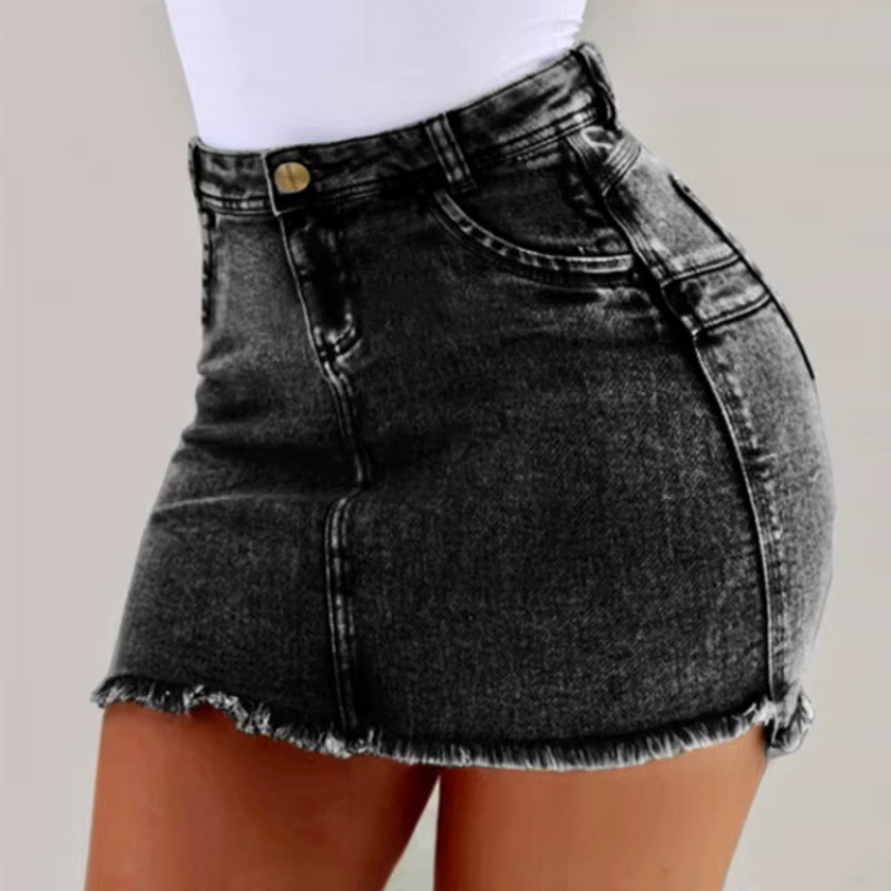 2025 Mini jupe femmes lavage Mini femme jupes courtes été femmes Sexy Denim jupe jupes pour femmes g