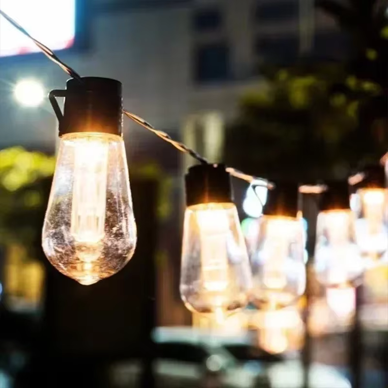Guirlande lumineuse solaire Edison, ampoule longue nostalgique, lumière décorative pour cour, jardin