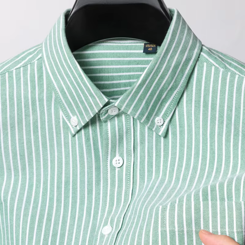 Chemises Oxford rayées pour hommes à manches longues 100% coton chemise habillée pour hommes chemise