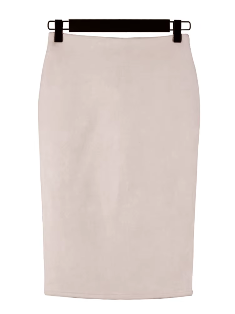 Jupe crayon mi-longue en daim multicolore pour femmes, Sexy, mode, élastique, taille haute, bureau, 