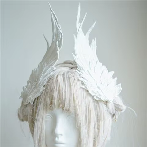 Couvre-chef Lolita ailes d'ange plume noir blanc, Style de spectacle de fête gothique, ornement de c