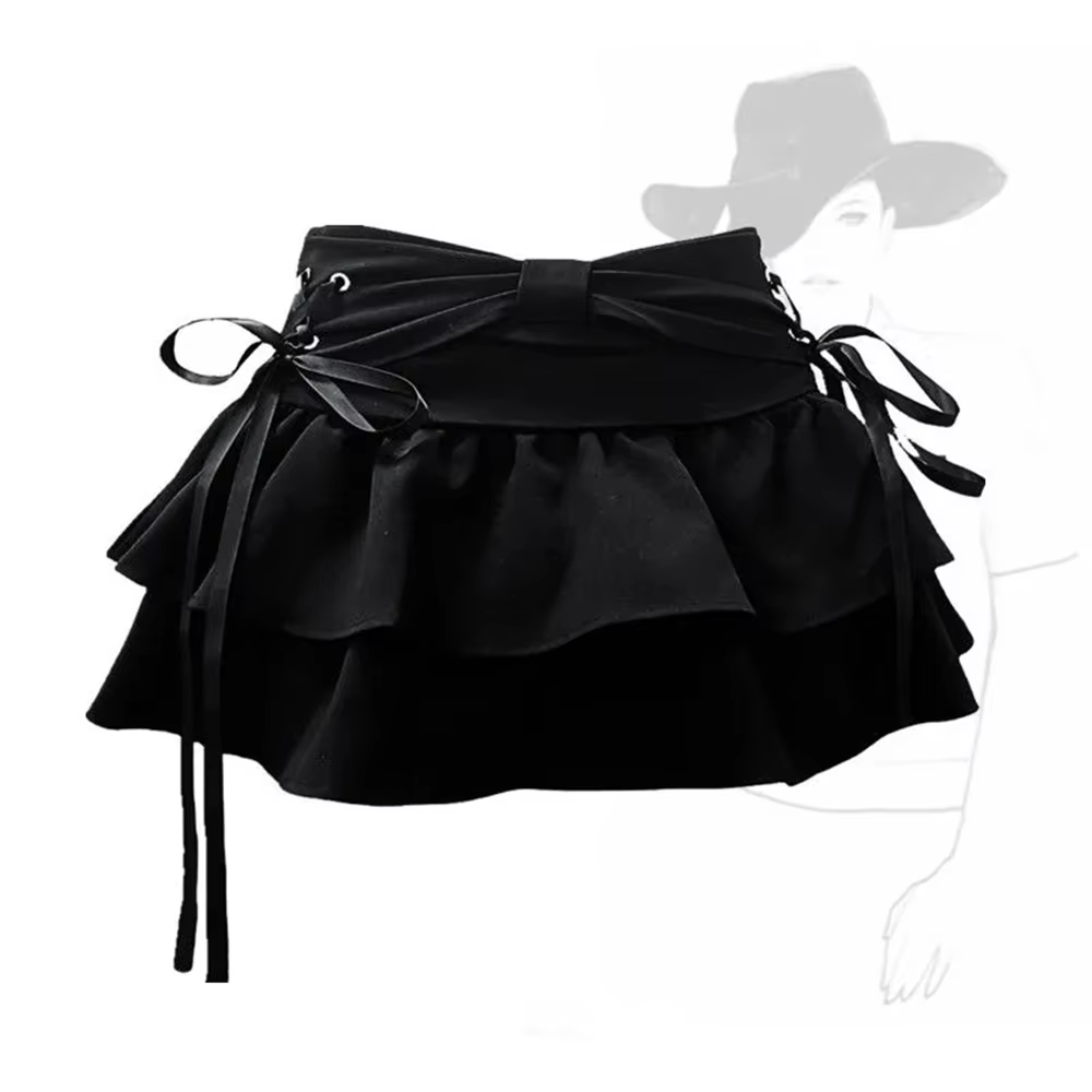 Mini jupe en jean gothique pour femmes, Streetwear américain, Vêtements sexy, Ligne A, Vintage, Noeu