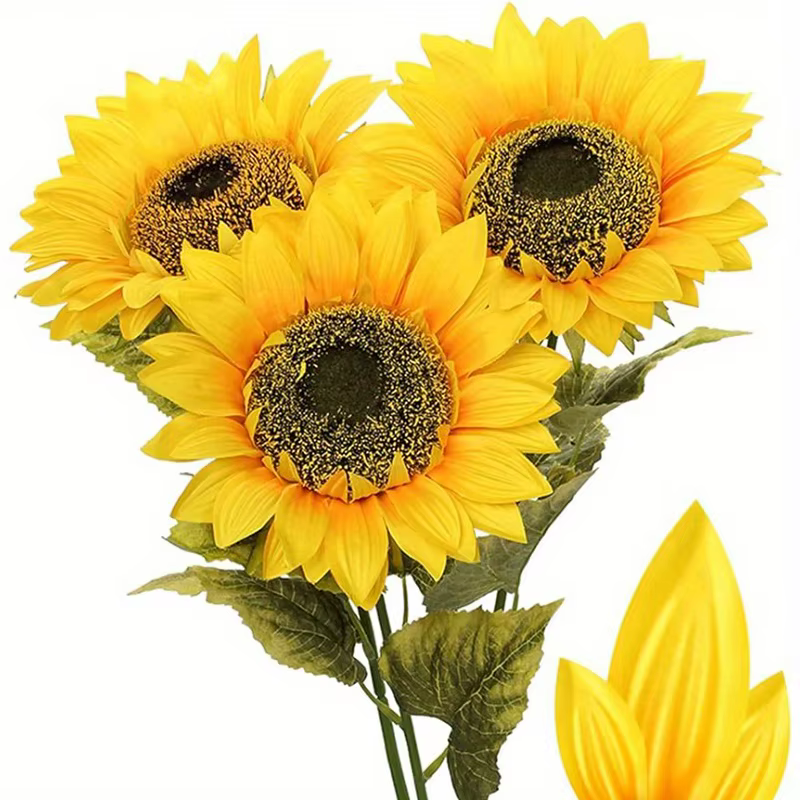 Fleurs artificielles d'automne de 70 cm, style glamour, tournesols artificiels, grande floraison, lo