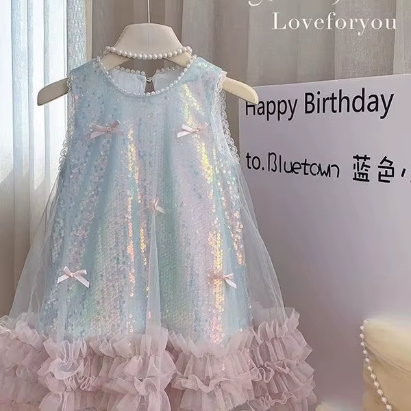 Jupe d'été pour filles, vêtements pour enfants, Style coréen, avec nœud scintillant, princesse, déco