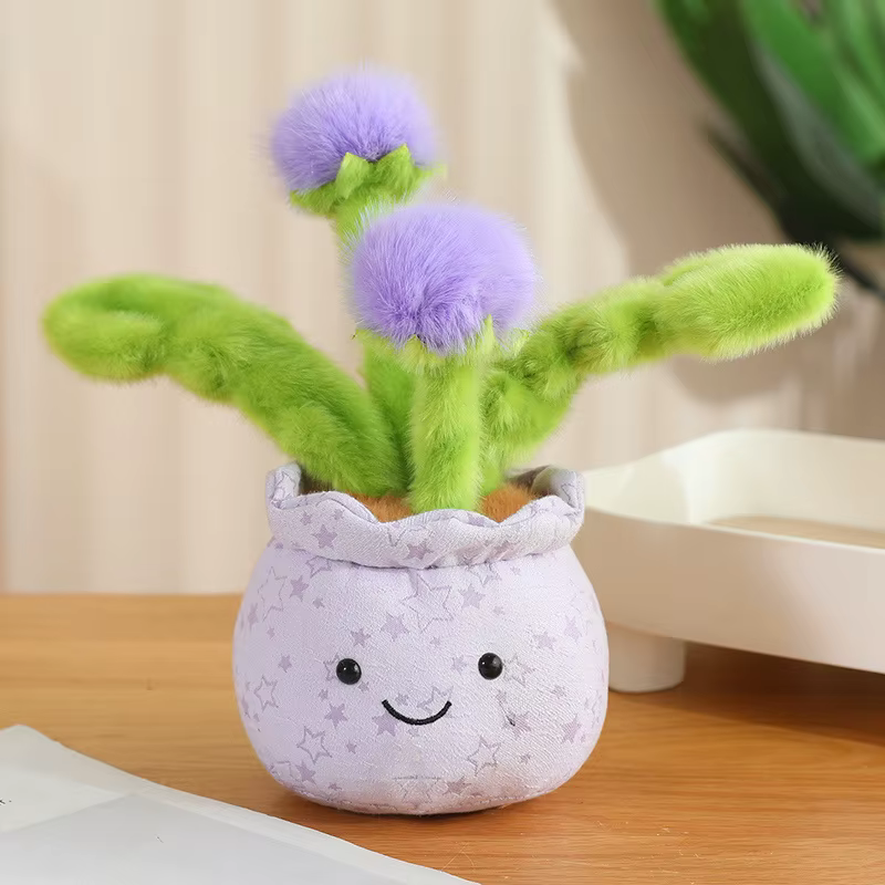 Jouet en peluche mignon en pot, plante verte douce, rose souriante, Anthurium, Orchidée, Tulipe, Suc