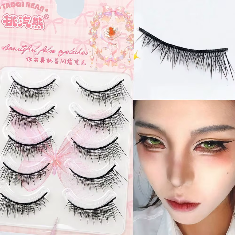 5 paires de faux cils naturels pour hommes, extensions de cils longues pour cosplay, faux cils de ma
