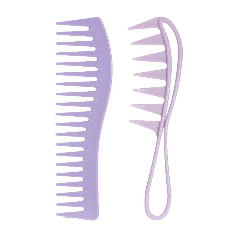 Peigne de Salon de coiffure bouclé en plastique, requin à dents larges, tête d'huile, peigne creux a