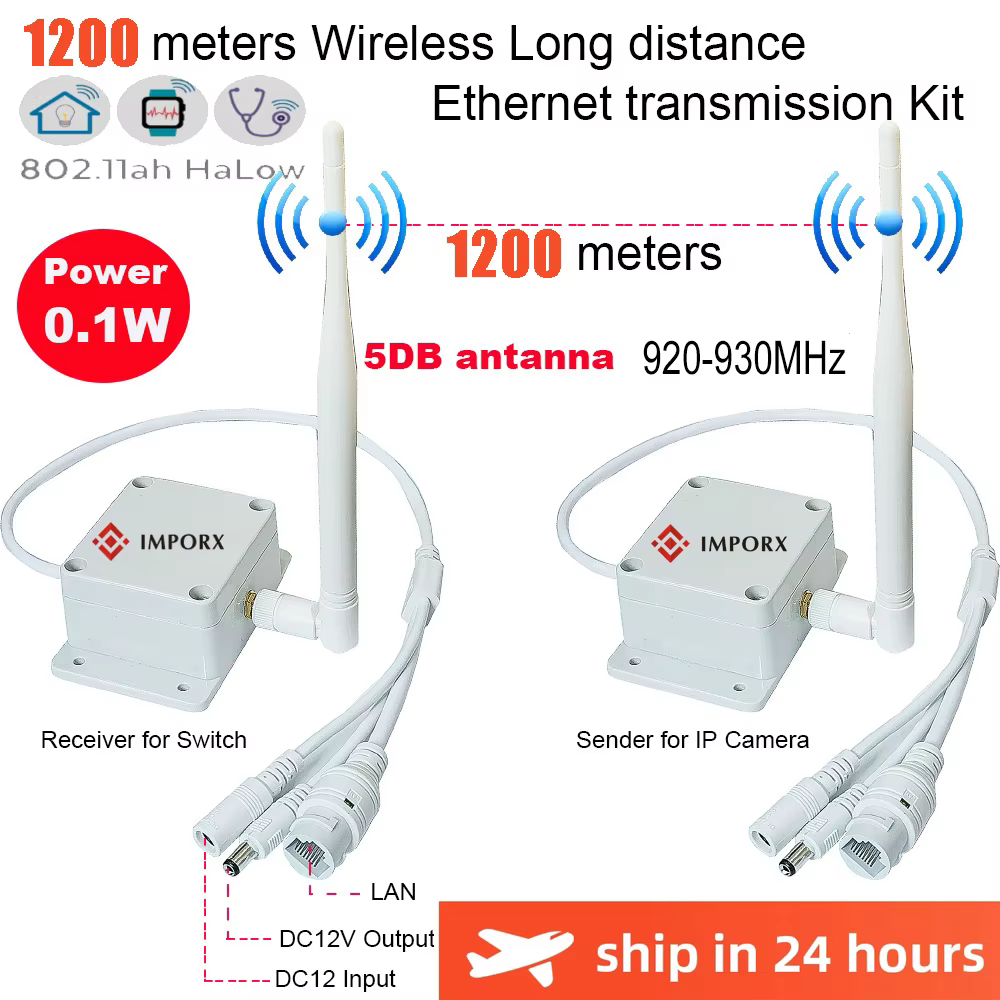 1 à 1 longue Distance 1.2KM sans fil WIFI Transmission émetteur AP récepteur Plug and Play fil 5MP 8