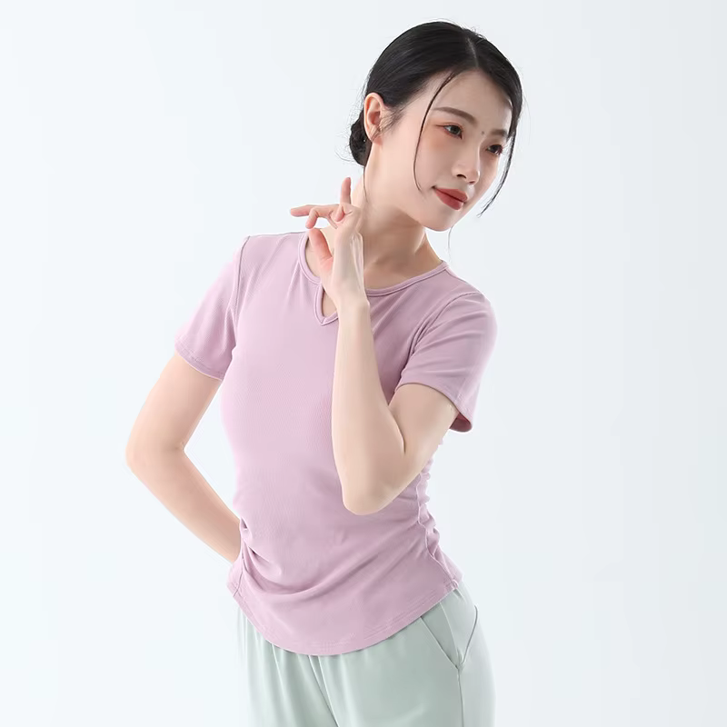 Haut de danse à manches longues pour femmes, t-shirt mince sexy, pull d'entraînement de séparés euse
