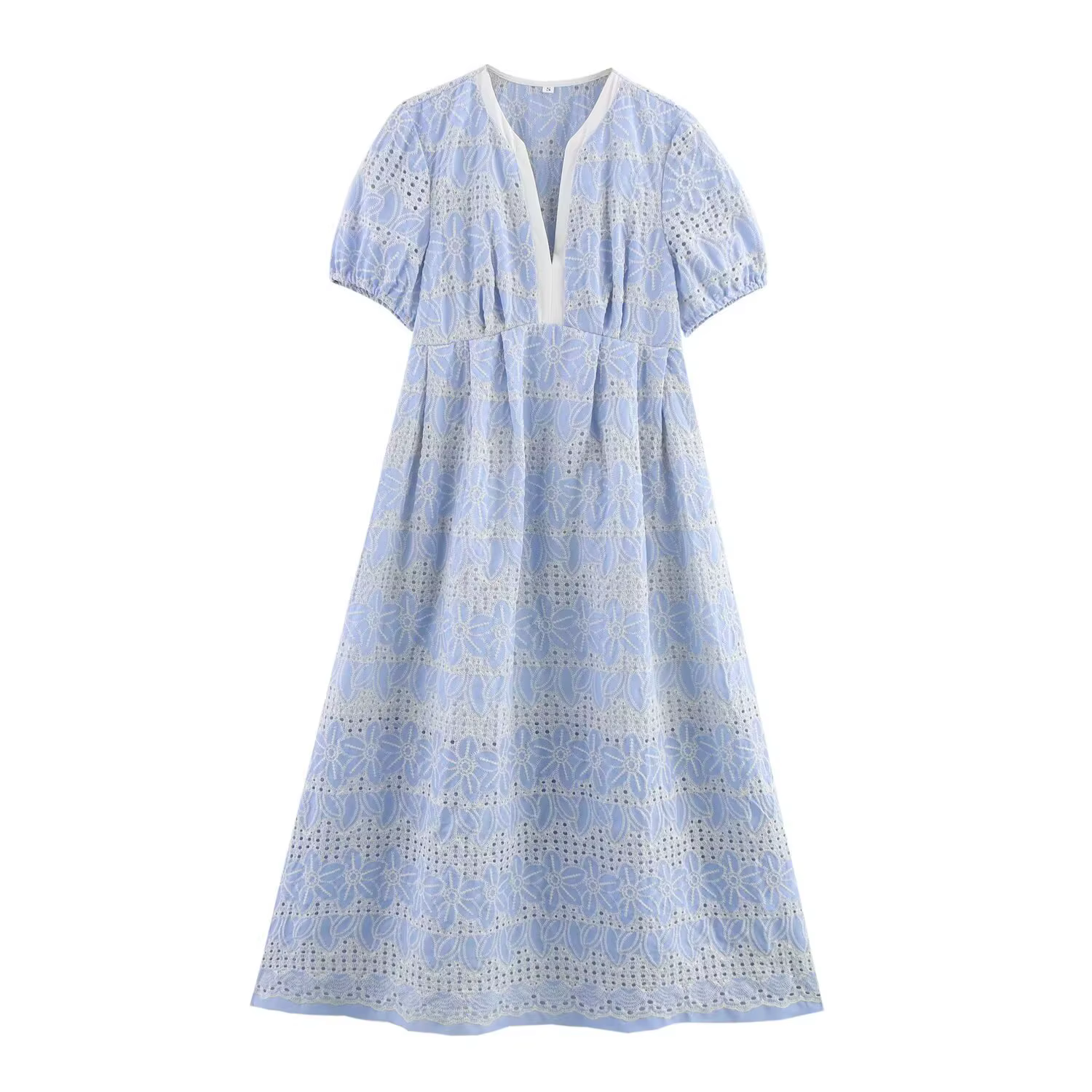 Nouvelle Robe d'été 2026 pour Femme, Col en V, Style Frais, Manches Courtes Évidées, Longueur Mi-Tai