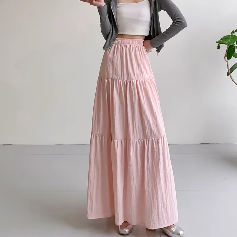 Jupes longues blanches pour femmes, vêtements d'été Y2k, mode coréenne, taille haute, Harajuku, élég
