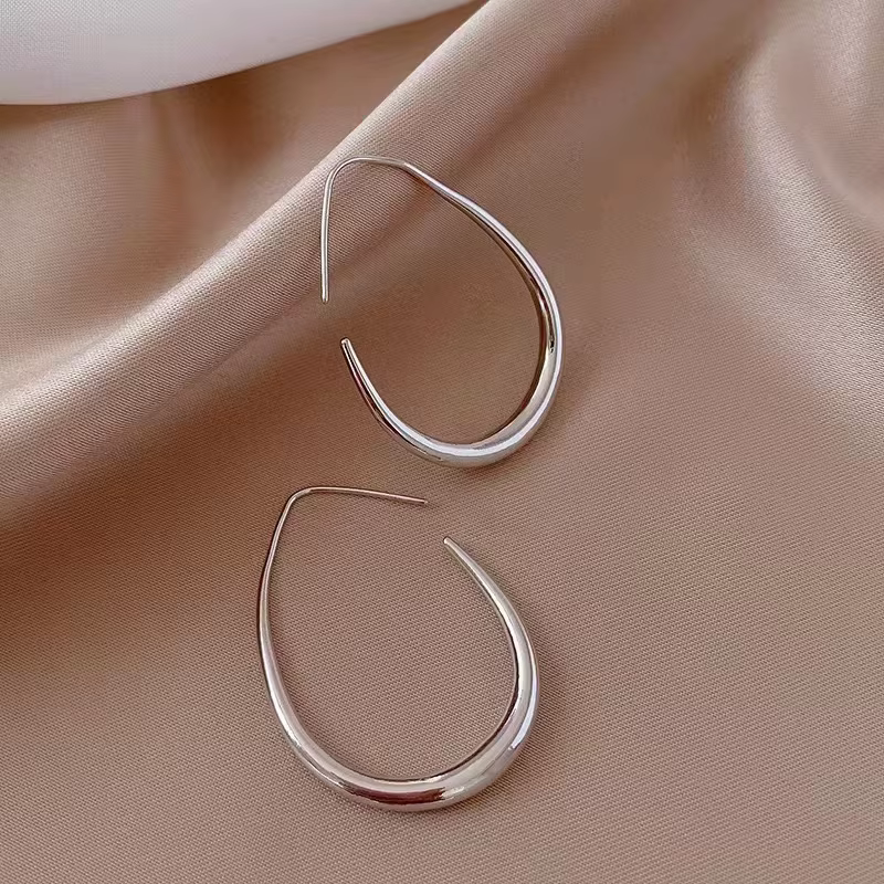 Boucles d'oreilles en argent Sterling 925 pour femmes, Ellipse dorée, cerceau de mariage, bijoux de