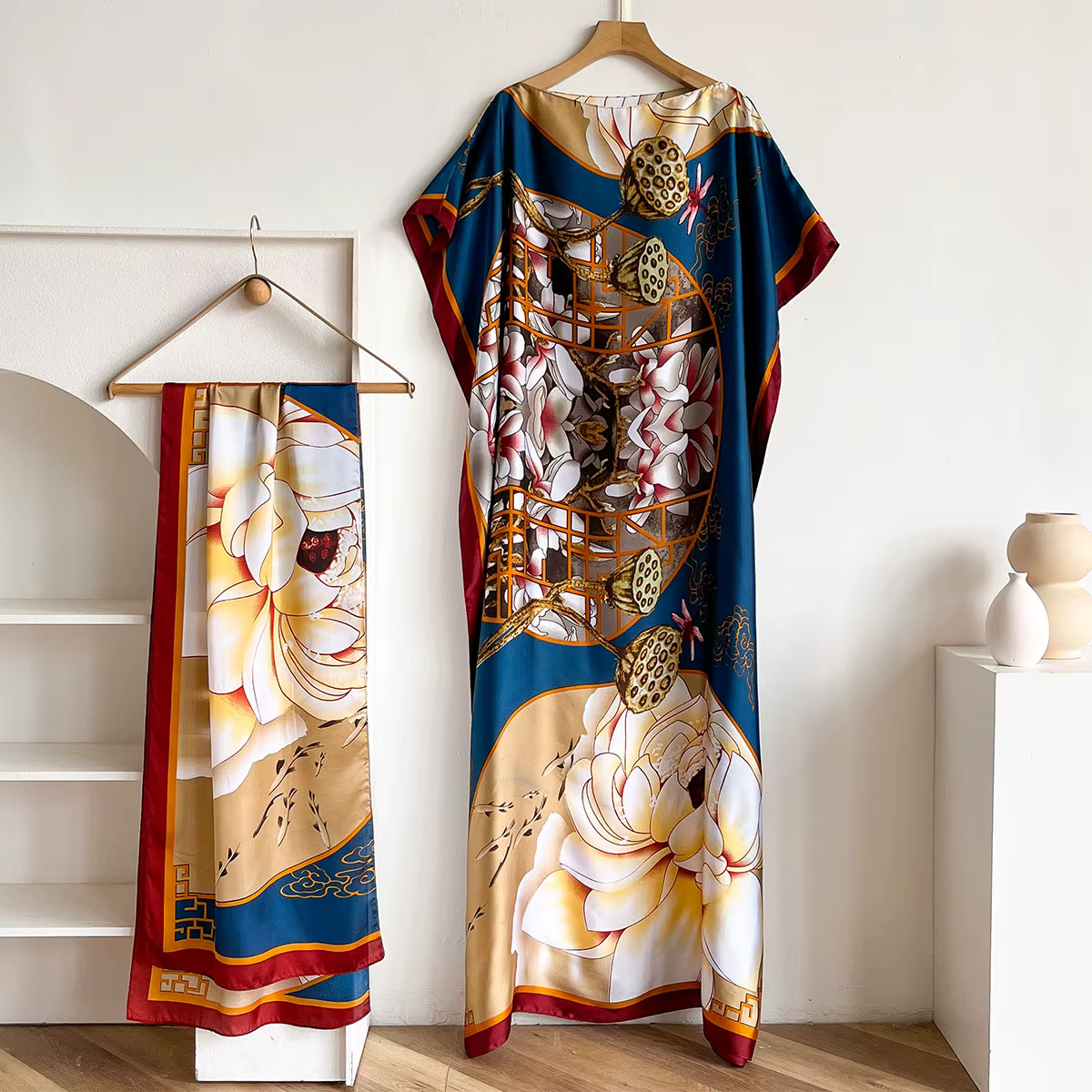Châle long pour femme, style Dubaï, design MUMU, en soie douce, accessoire de robe de plage estivale