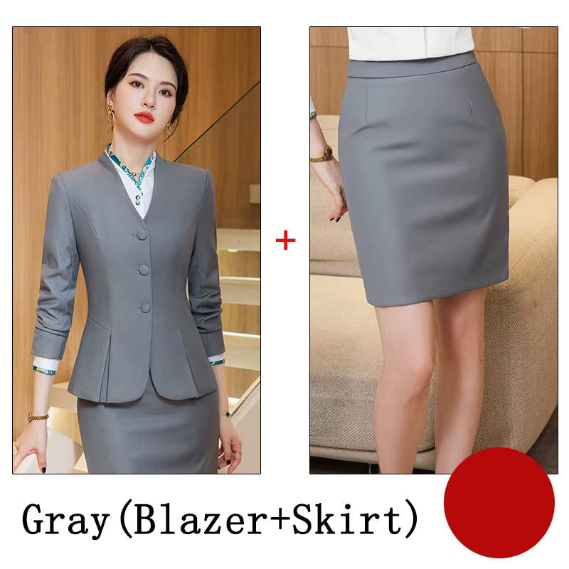 Costumes jupe d'affaires pour femmes, uniforme formel de printemps, blazers féminins, vêtements de t