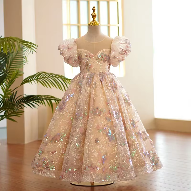 Robe de soirée pour filles de 1 à 12 ans, tenue de mariage en dentelle, Vintage, bal formel, fête d'