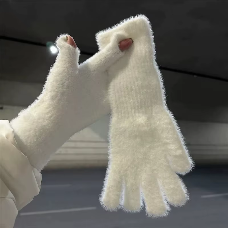 Gants longs en cachemire pour écran tactile pour femmes, gants chauds d'hiver, élastiques, doux, doi