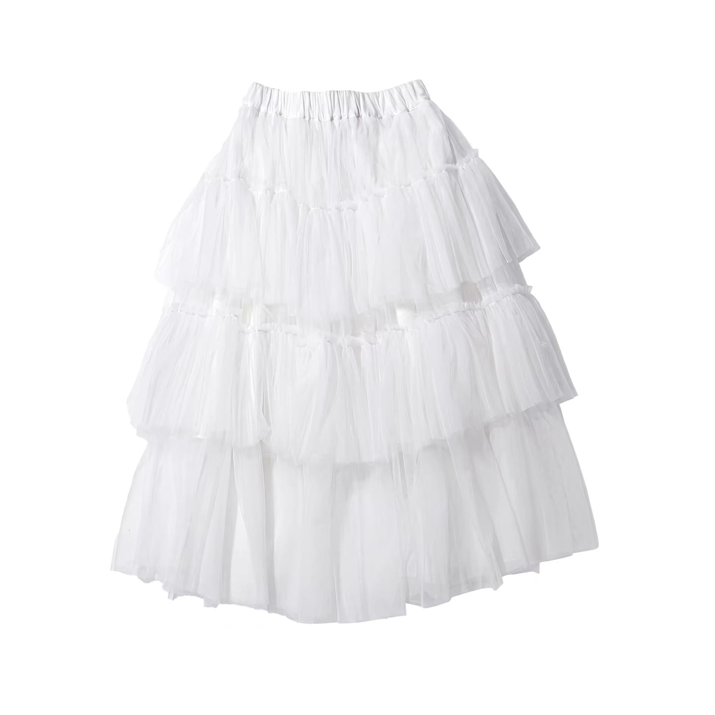 Jupe mi-longue évasée en maille blanche d'été imakokoni Original pour femme, taille haute, style lit