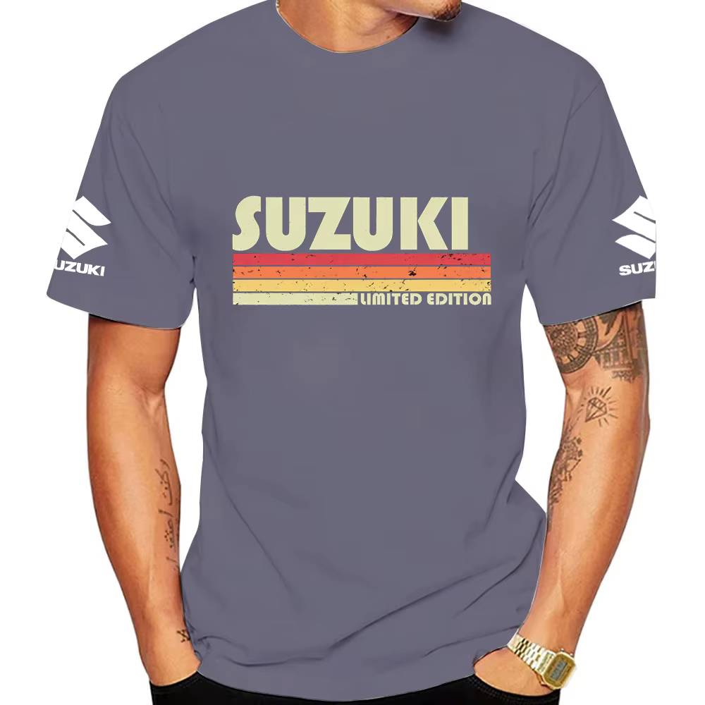 T-shirt Homme Tendance Été 2026 Nouvelle Collection Suzuki 100% Coton Style Rétro Décontracté Ample