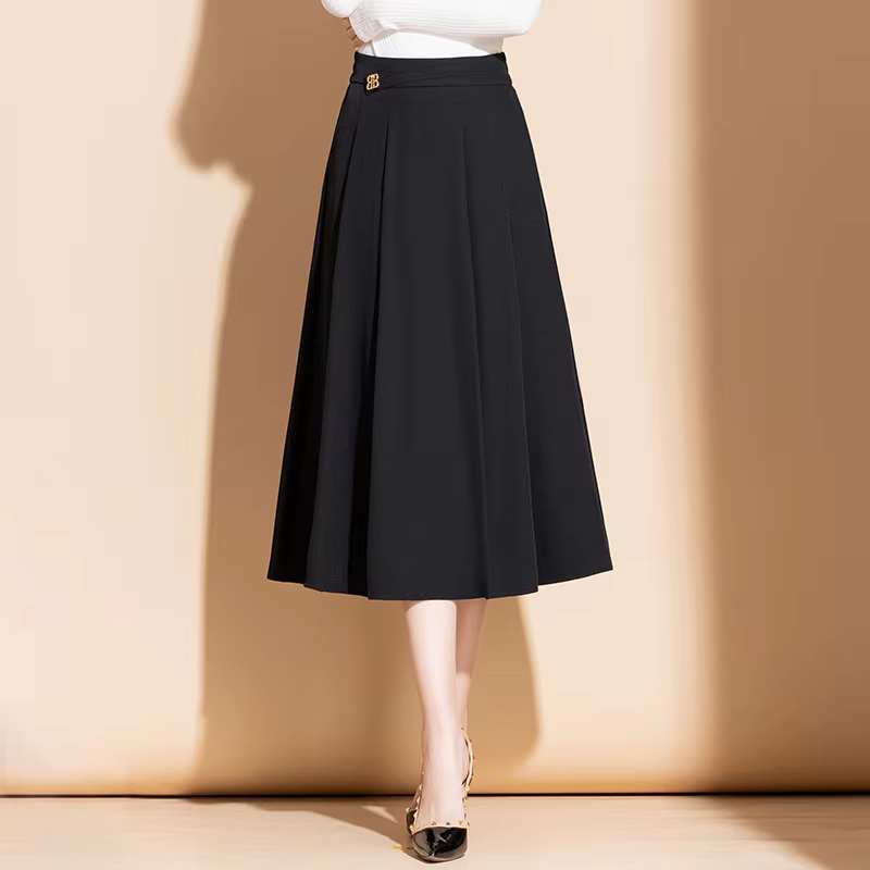 ZUZK femmes solide OL jupes nouveau printemps automne élastique taille haute femme élégante a-ligne 