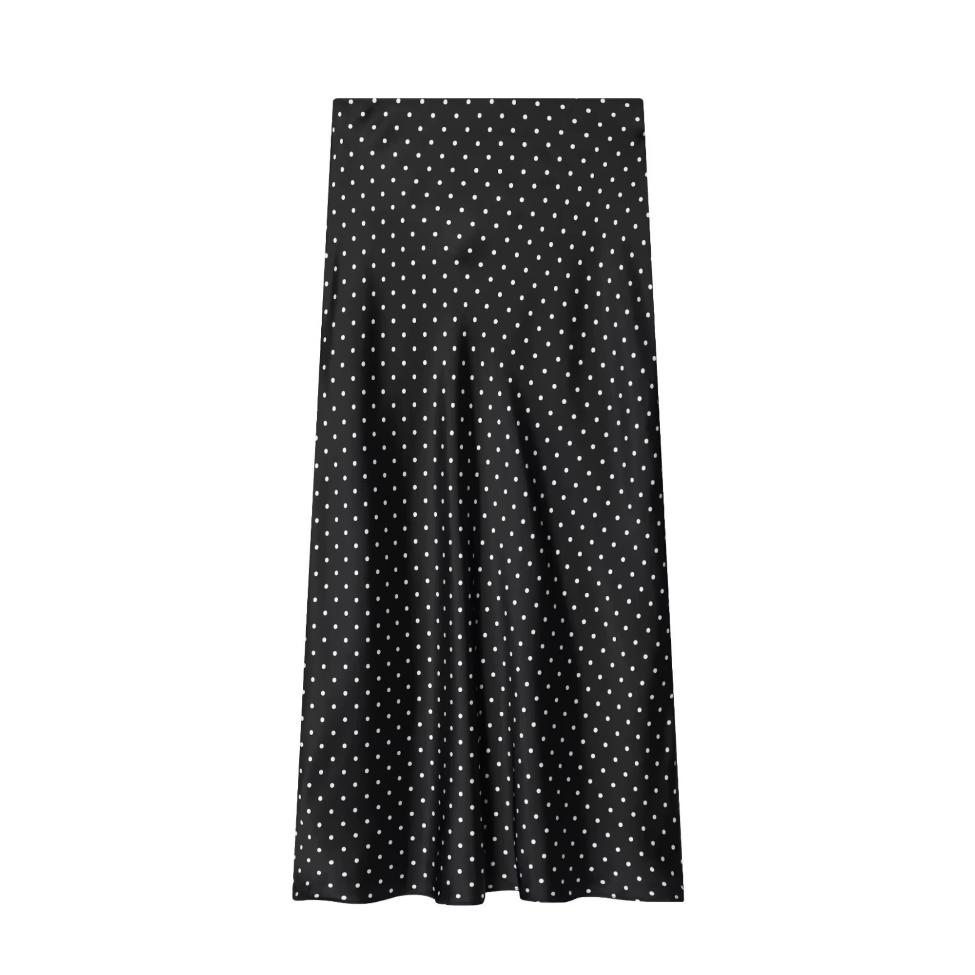 Jupes en satin à pois vintage blanches pour femmes, nouvelle collection printemps-été, taille haute,