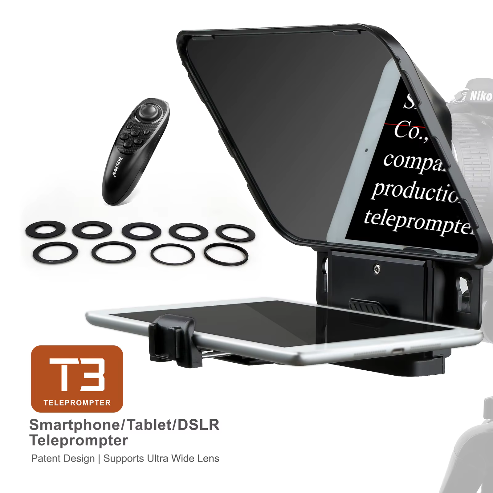 Desview T3 téléprompteur pour Smartphone tablette caméra DSLR objectif grand Angle pour jusqu'à 11 p