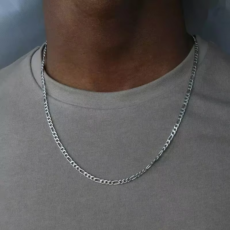 Collier chaîne Figaro en argent 925, 40-75cm, 4mm, Long pour femmes et hommes, bijoux Hip Hop, cadea