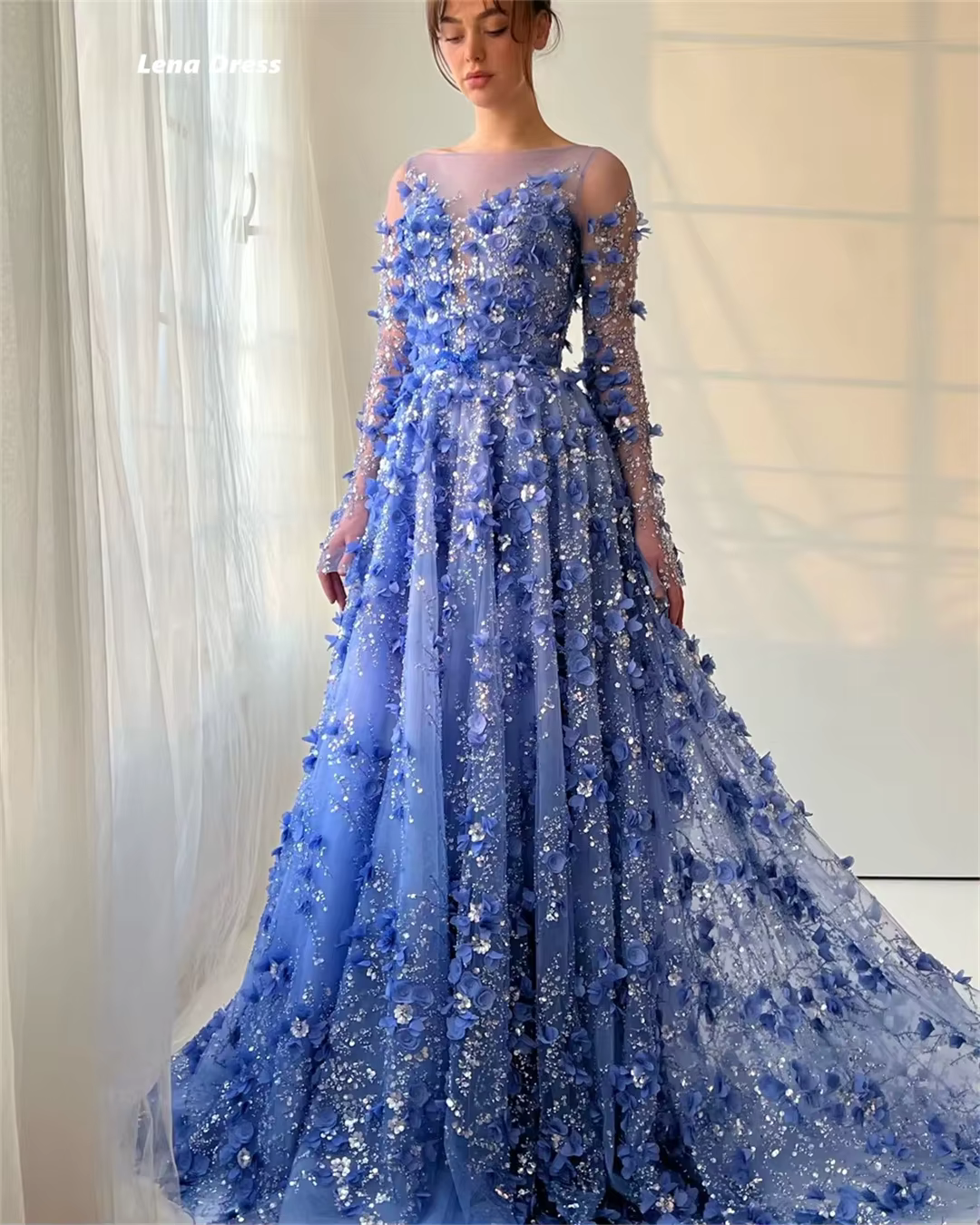 Lena robes de soirée robe de bal de luxe 2025 sur mesure col rond robes élégantes pour femmes pour é