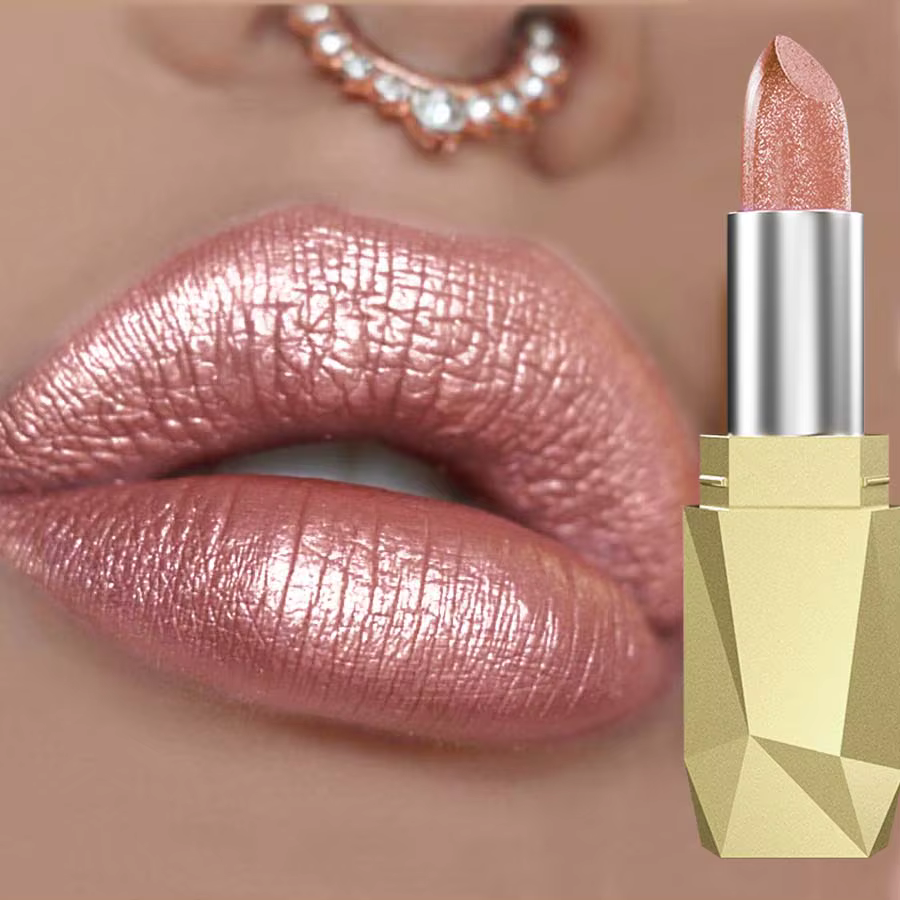 Rouge à lèvres métallique à paillettes longue durée, glaçage imperméable, hydratant, rouge lumineux,