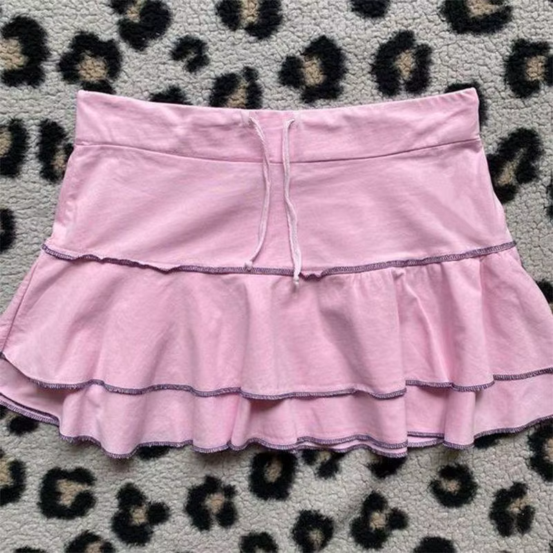 Jupe femme mode Streetwear rose motif à pois sport Style décontracté vintage Y2K Emo filles douce Ha