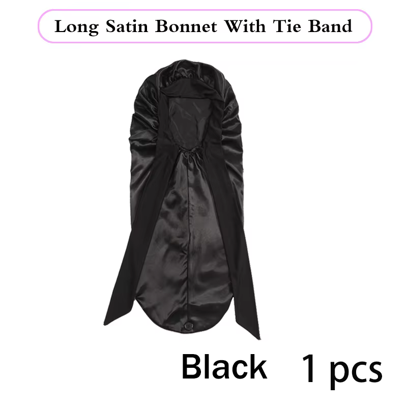 Bonnet en Satin Long et soyeux doux pour cheveux naturels et cheveux bouclés, bonnet de cheveux de t
