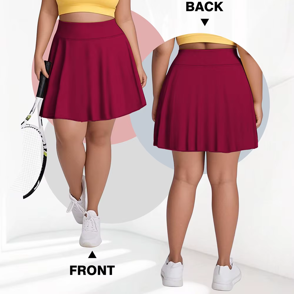 Grande taille femmes avec poche jupe courte Fitness jupe courte taille haute mode 200lbs sport jupe 