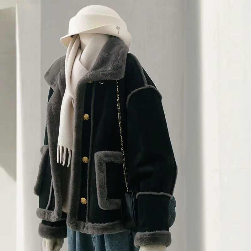 Manteau noir femme 2025 hiver nouveau Chic rétro épaissi haut femmes