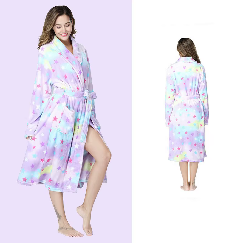 Robe longue en polaire pour femmes, chemises de nuit chaudes en flanelle, peignoirs chauds et doux e