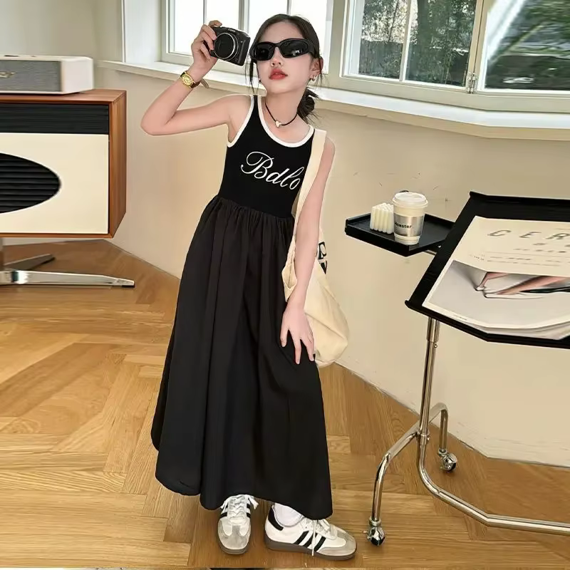 Robe débardeur sans manches élégante pour filles printemps été nouveauté robe longue pour enfants gi