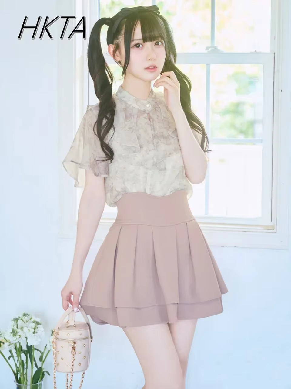 Jupe courte rose foncé pour femme, mini jupe plissée à volants, taille haute, design japonais Kawaii