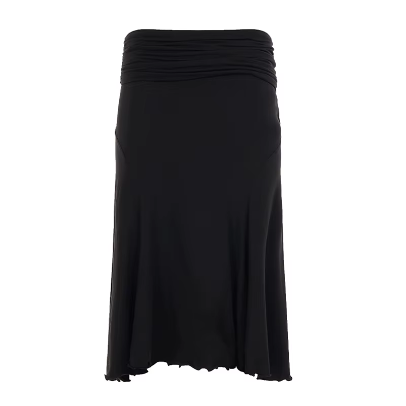 Jupes Basiques à ourlet sirène pour femmes, couleur unie, Slim, plis noirs, taille basse, mi-longues