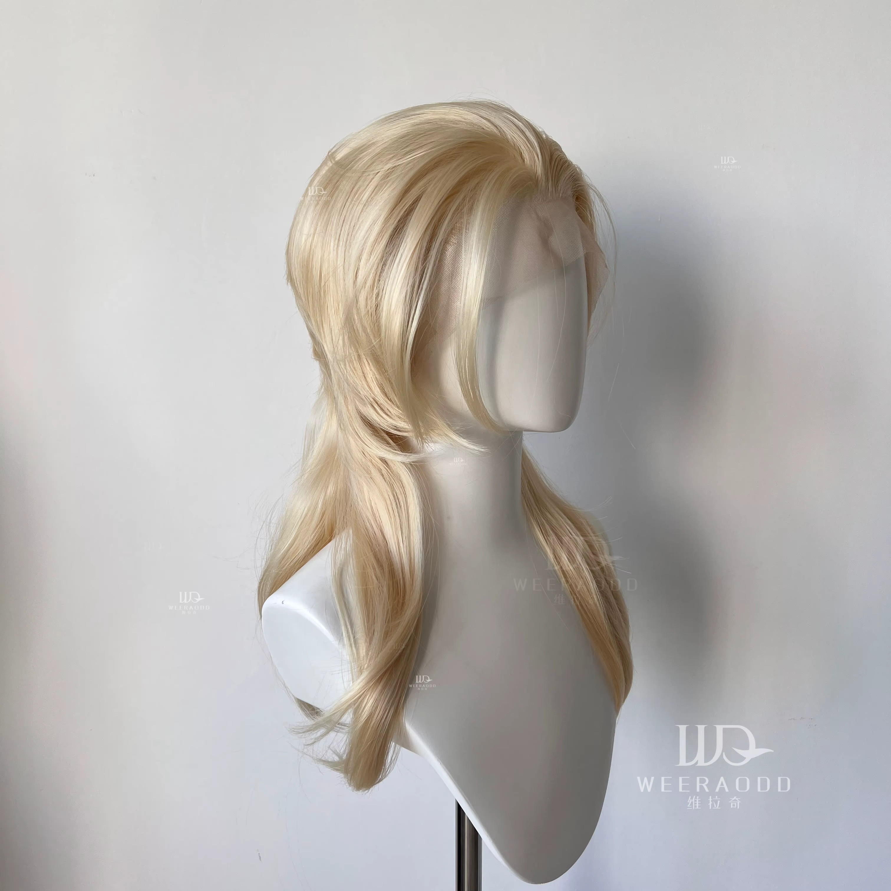 Perruque Lace Front Wig sans colle unisexe, coupe loup blond clair, tendance, résistante à la chaleu