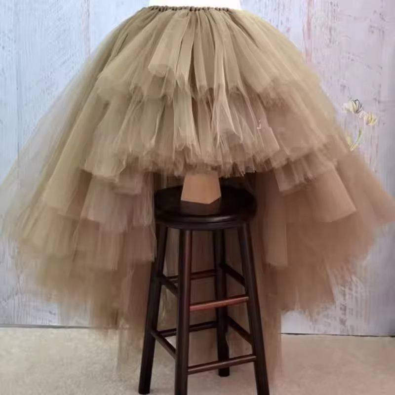 Jupes en tulle à couches étagées 2026 pour femmes, jupe asymétrique bouffante personnalisée pour adu