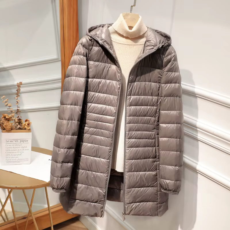 Manteau Long et chaud pour femme, avec sac de rangement Portable, doudoune légère, pardessus pour da