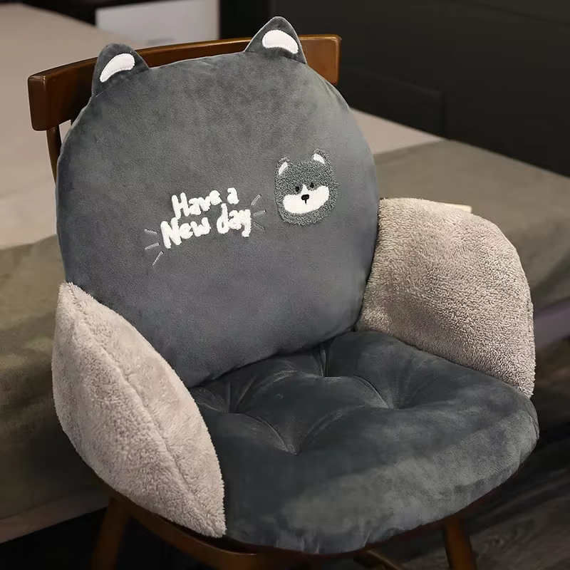 Coussin de Chaise de Bureau en Peluche Rose, Doux et Confortable, Support Lombaire, pour Étudiant