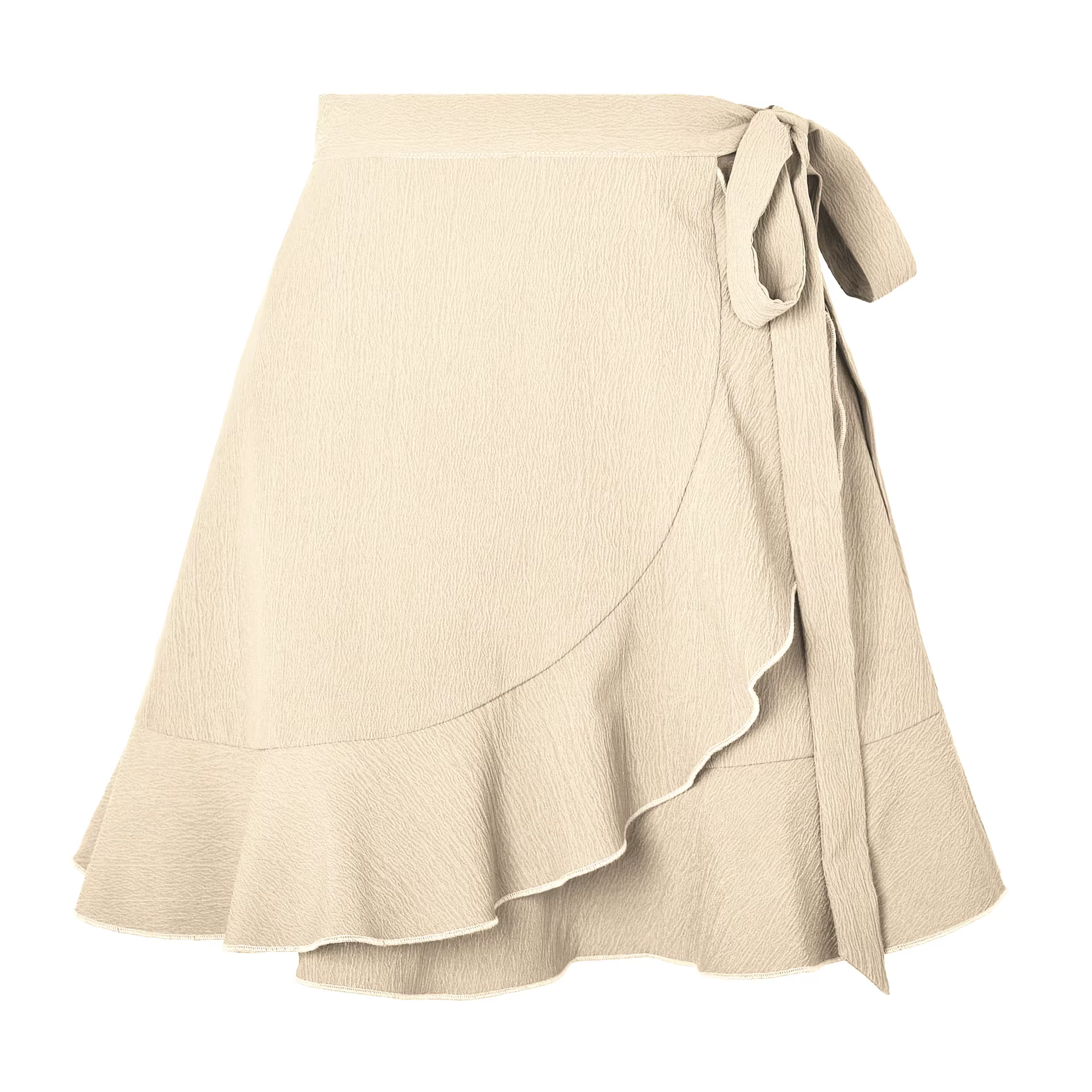 2024 femmes jupe à volants été taille haute à lacets solide court Mini VestiLDY-WW6358 éducatif