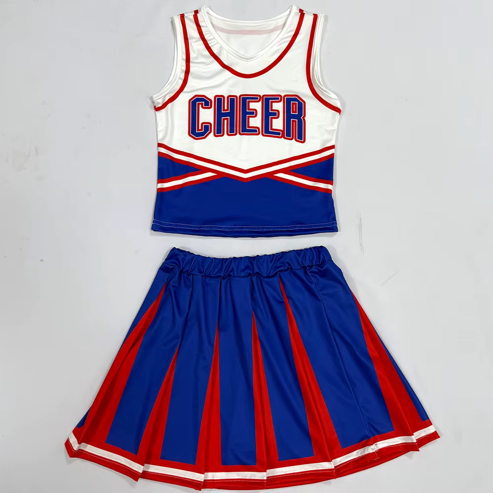Costume de cheerleading pour filles, haut et jupe, uniforme scolaire, jupe plissée, costume de scène